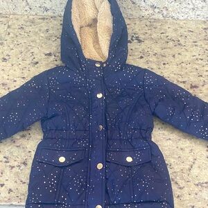 Me Jane Navy Puffer Jacket with Gold Details
